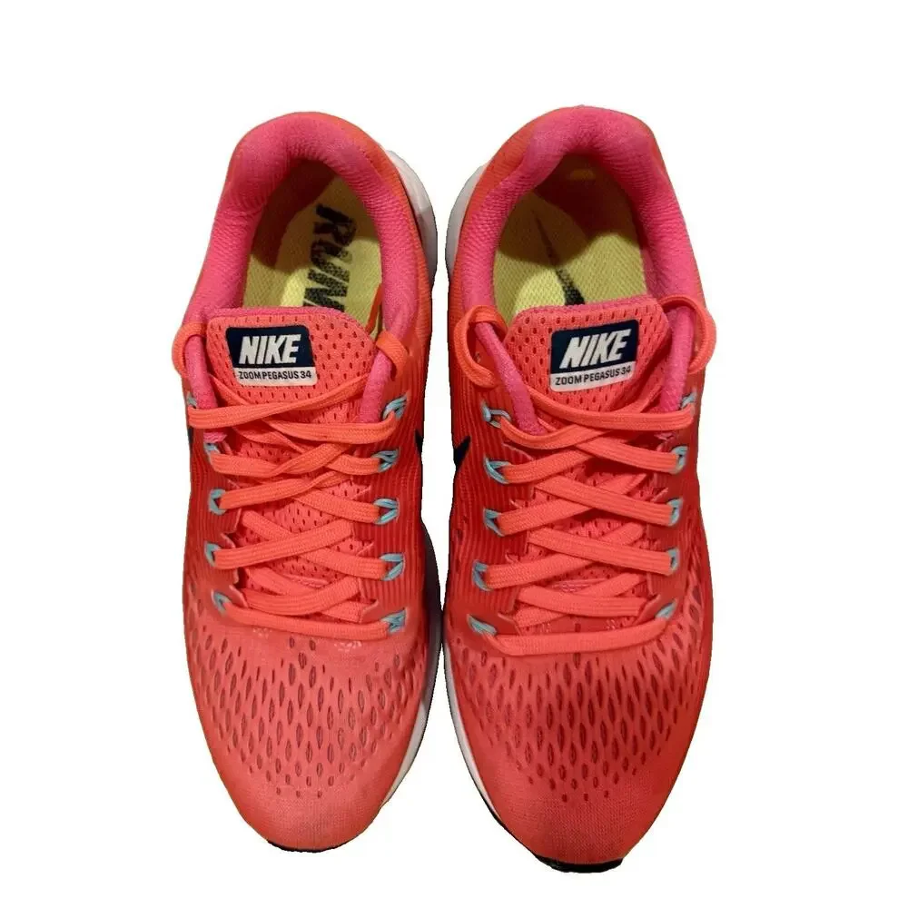 Nike Zoom Pegasus 34 Women’s 8.5 Running Shoes Pink Coral Blue 880560-602
